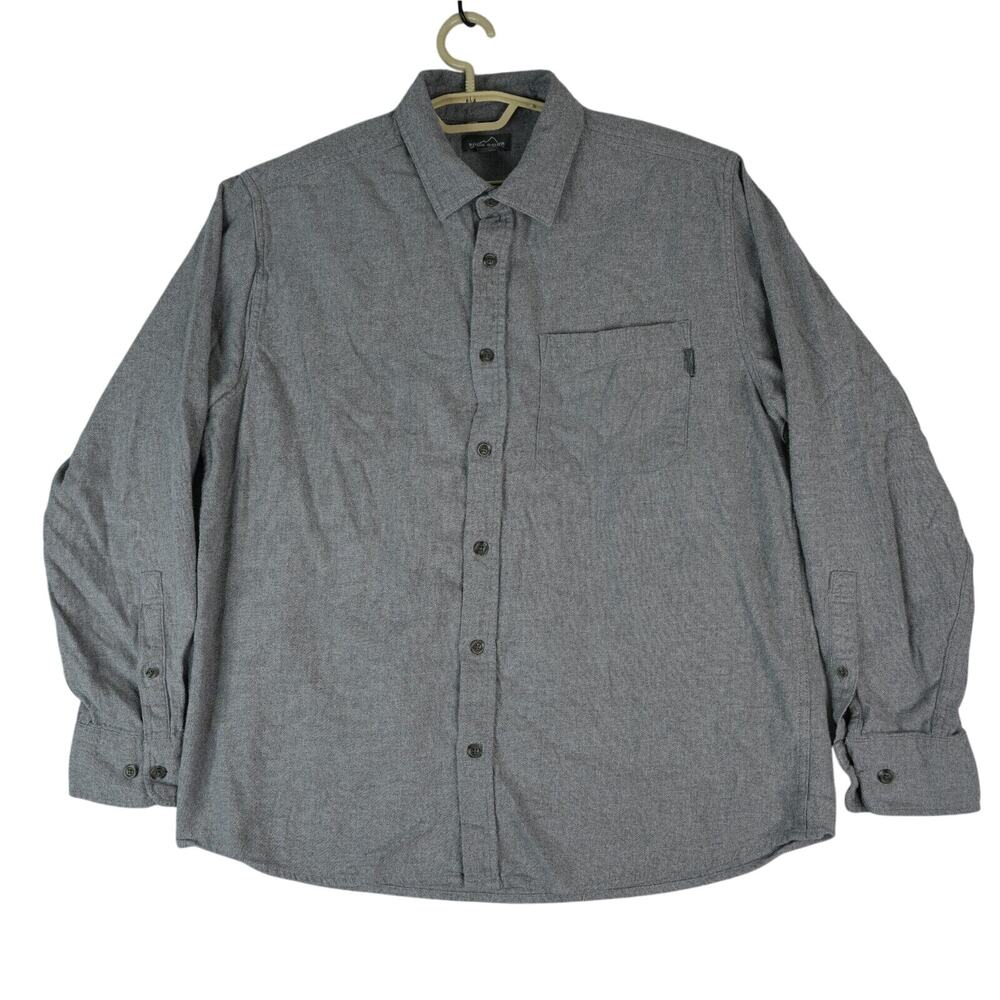 Eddie‎ Bauer Flannel Shirt Mens XL Cotton Button Up Long Sleeve Gray
